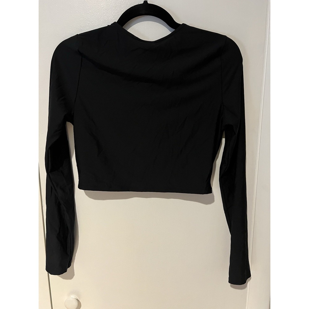 NWT Calia Rash Guard Medium Long Sleeve Ruched Top Black Womens Swim Shirt - Picture 5 of 5
